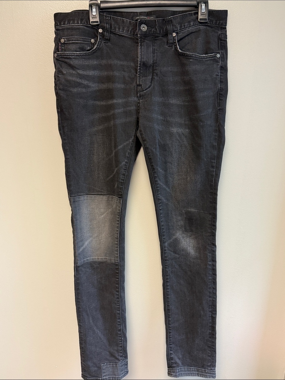 John Varvatos USA Patchwork Skinny Jeans Black Stretch Denim 32x34